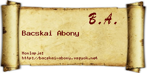 Bacskai Abony névjegykártya
